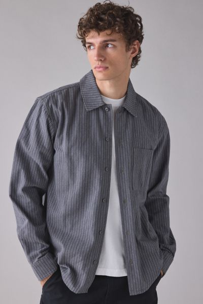 Dickies Lima Pinstripe Shirt Top In Grey, Men's At Urban Outfitters In Gray