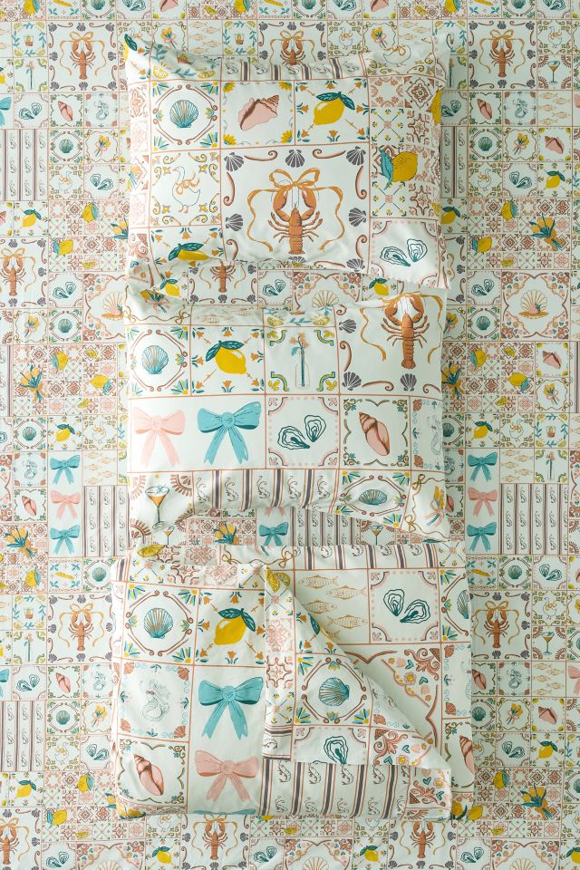 Porto Tile Patterned Duvet Set