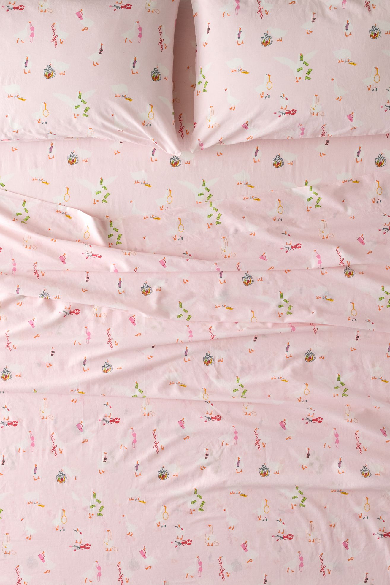 Silly Goose Core Patterned Sheet Set - Pink, QUEEN