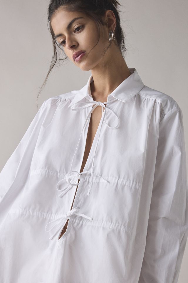 Glamorous Split Tie-Front Cotton Shirt Dress #3