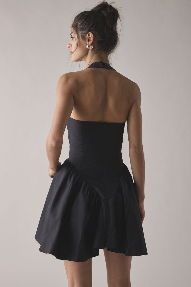 Glamorous Black Basque Waist Halter Mini Dress #1