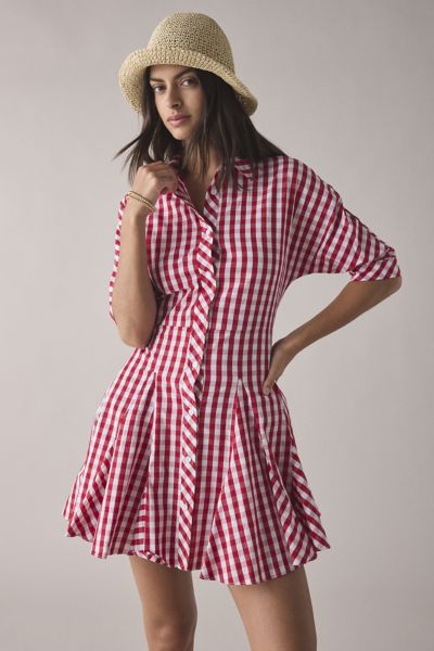 Glamorous Cherry Gingham Cotton Shirt Mini Dress