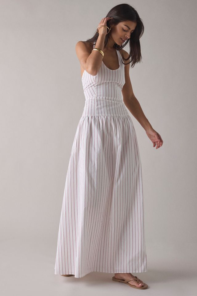 cotton halter maxi dress Marjan Dove / L style halter neckline adds artisanal texture and visual interest Solene Cotton Halter Maxi