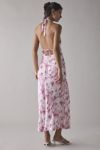Glamorous Pink Blur Daisy Satin Tie-Back Halter Midi Dress