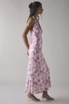 Glamorous Pink Blur Daisy Satin Tie-Back Halter Midi Dress