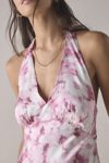 Glamorous Pink Blur Daisy Satin Tie-Back Halter Midi Dress