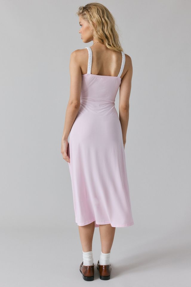 Glamorous Light Pink Rosette Slip Midi Dress #1
