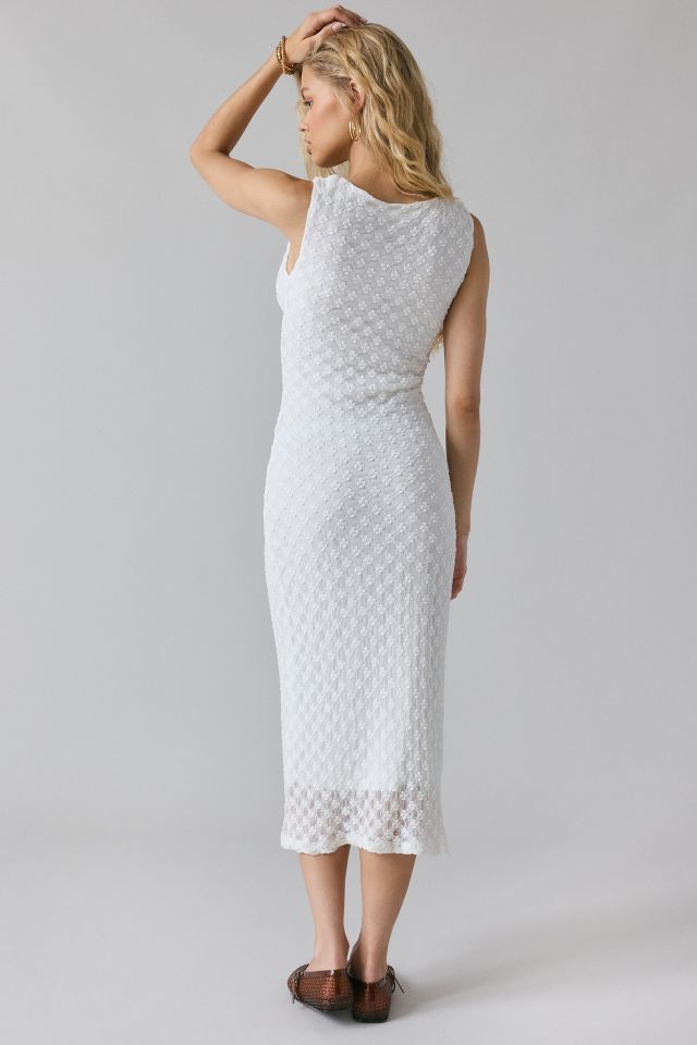 Glamorous White Lace Tie-Front Slip Midi Dress #1