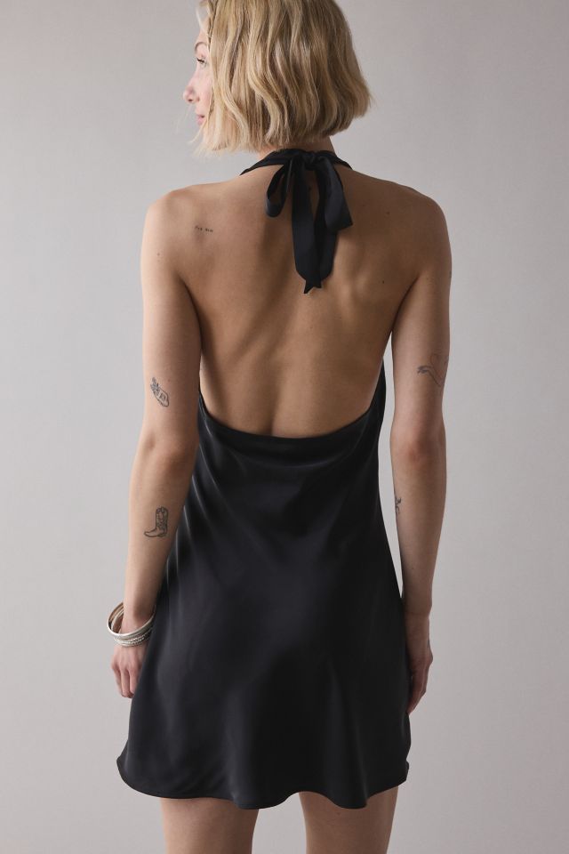 UO Alana Cowl Halter Slip Mini Dress #3