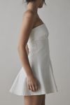 UO Angelique Fit-And-Flare Strapless Denim Mini Dress