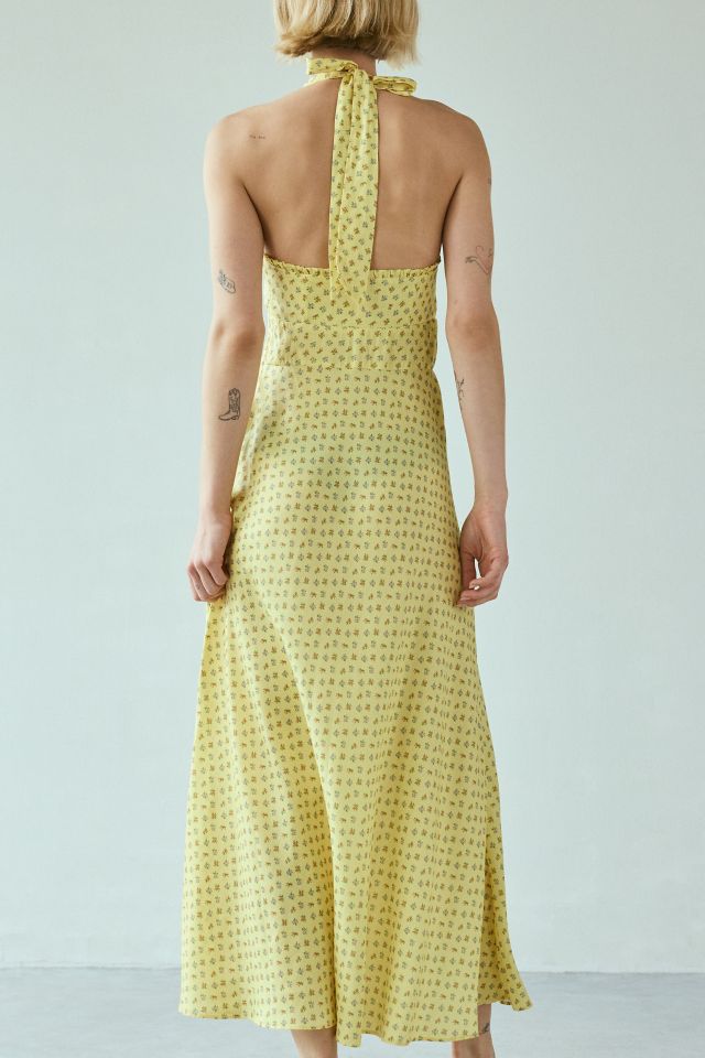 Kimchi Blue Blossom Halter Satin Slip Midi Dress #3