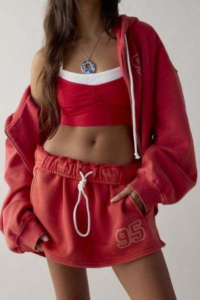 OUT FROM UNDER HOXTON SWEAT SKORT IN RED, WOMEN'S AT URBAN OUTFITTERS 