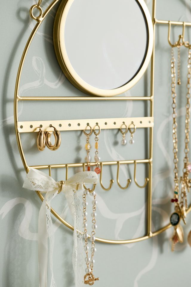 Round Mirror Hanging Jewelry Organizer #1