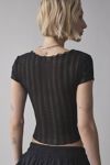 Kimchi Blue Anabella Textured Sheer Mesh Lettuce-Edge Top