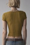 Kimchi Blue Anabella Textured Sheer Mesh Lettuce-Edge Top