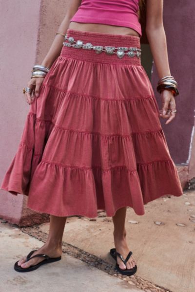 UO Juna Lace Layered Midi Skirt | Urban Outfitters