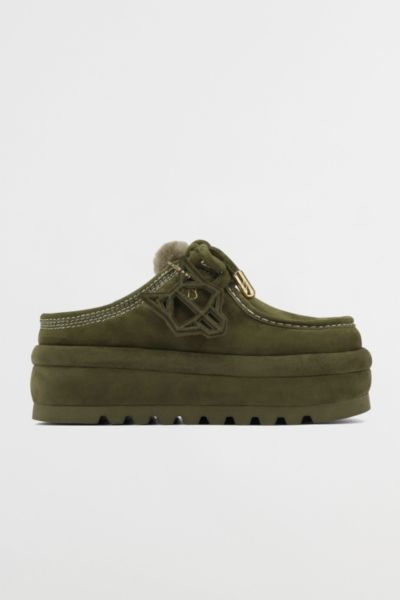Naked Wolfe Blizzard Platform Slipper In Dark Olive, Women's At Urban Outfitters In Dark Olive