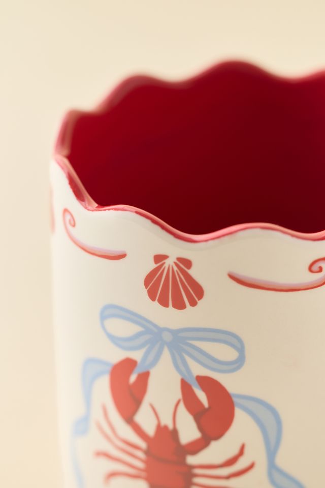 Emily Scalloped Ceramic Utensil Holder #1