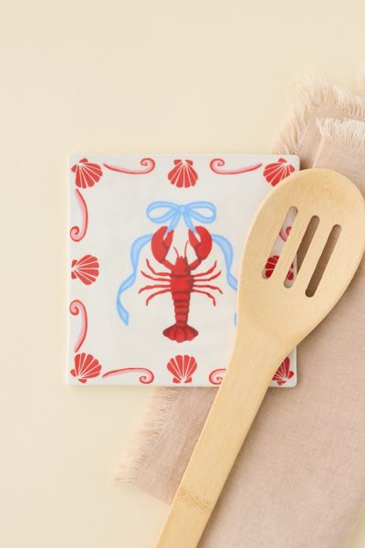 Urban Outfitters Graphic Ceramic Trivet In Red Berry At