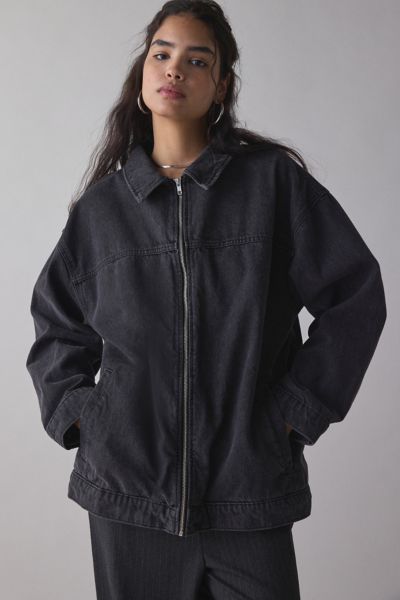 BDG MAYA OVERSIZED DENIM TRUCKER JACKET IN BLACK, WOMEN'S AT URBAN OUTFITTERS 