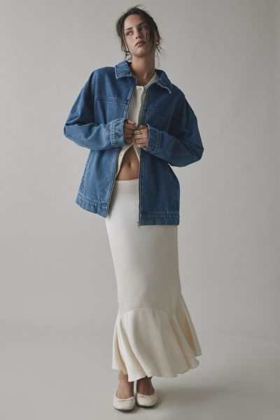 BDG MAYA OVERSIZED DENIM TRUCKER JACKET IN INDIGO, WOMEN'S AT URBAN OUTFITTERS 