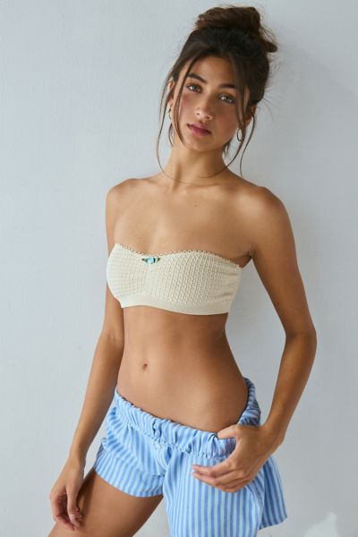 OUT FROM UNDER PIPER PINCH-FRONT BANDEAU BRA TOP IN CREAM, WOMEN'S AT URBAN OUTFITTERS 