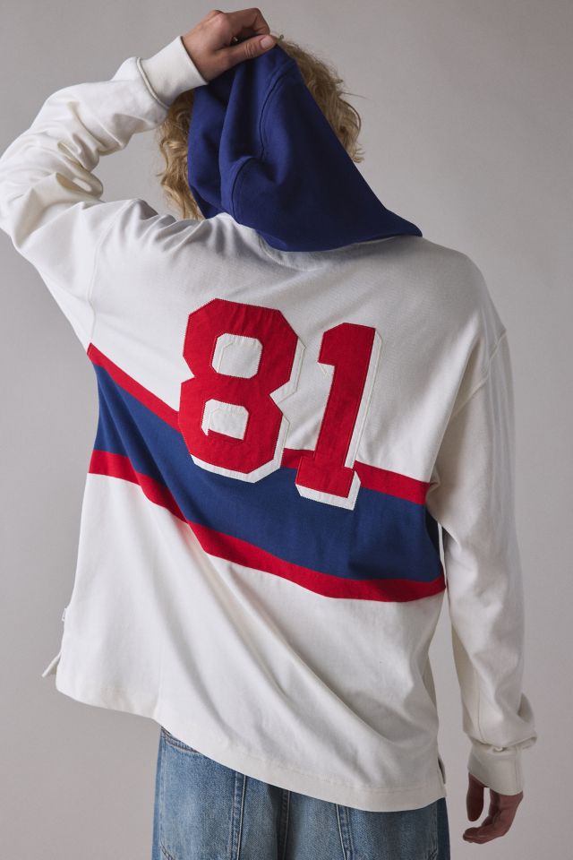 GUESS JEANS Hooded Long Sleeve Rugby Tee