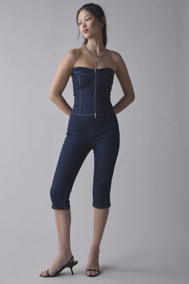 by.DYLN Alix Denim Zip-Front Strapless Corset Top #2