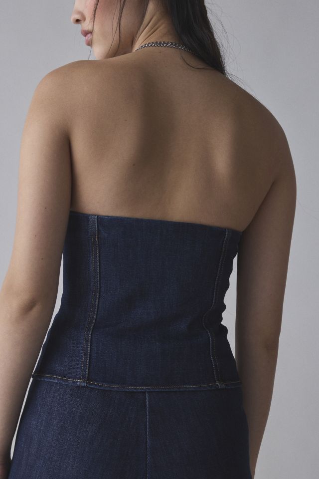 by.DYLN Alix Denim Zip-Front Strapless Corset Top #3