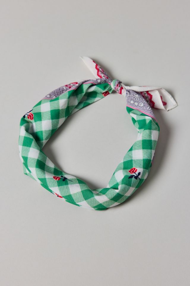 Gingham Rose Cotton Bandana #1