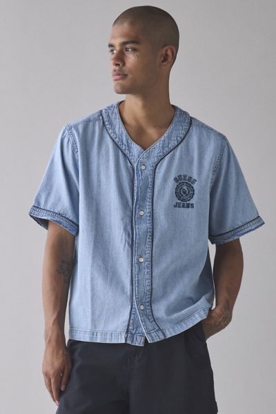 GUESS JEANS Denim Baseball Shirt