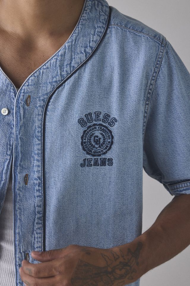 GUESS JEANS Denim Baseball Shirt #3