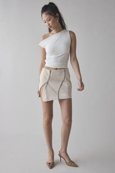 By.dyln By. Dyln Domenica Snakeskin Embossed Faux Leather Mini Skirt In Off White, Women's At Urban Outfitte In Off White