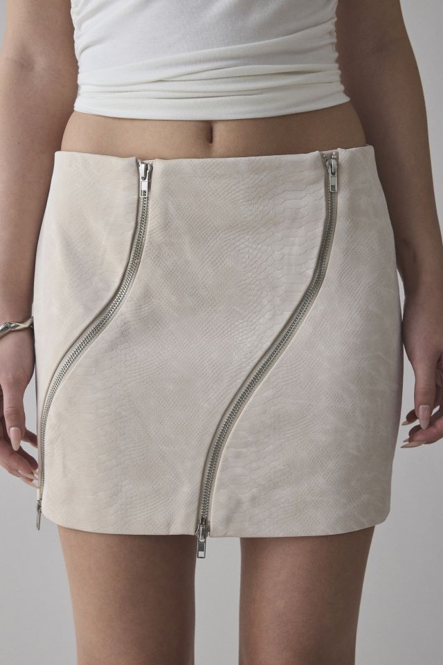 by.DYLN Domenica Snakeskin Embossed Faux Leather Mini Skirt #1