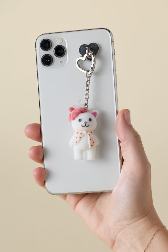 Beret Cat Textural Flocked Keychain #1
