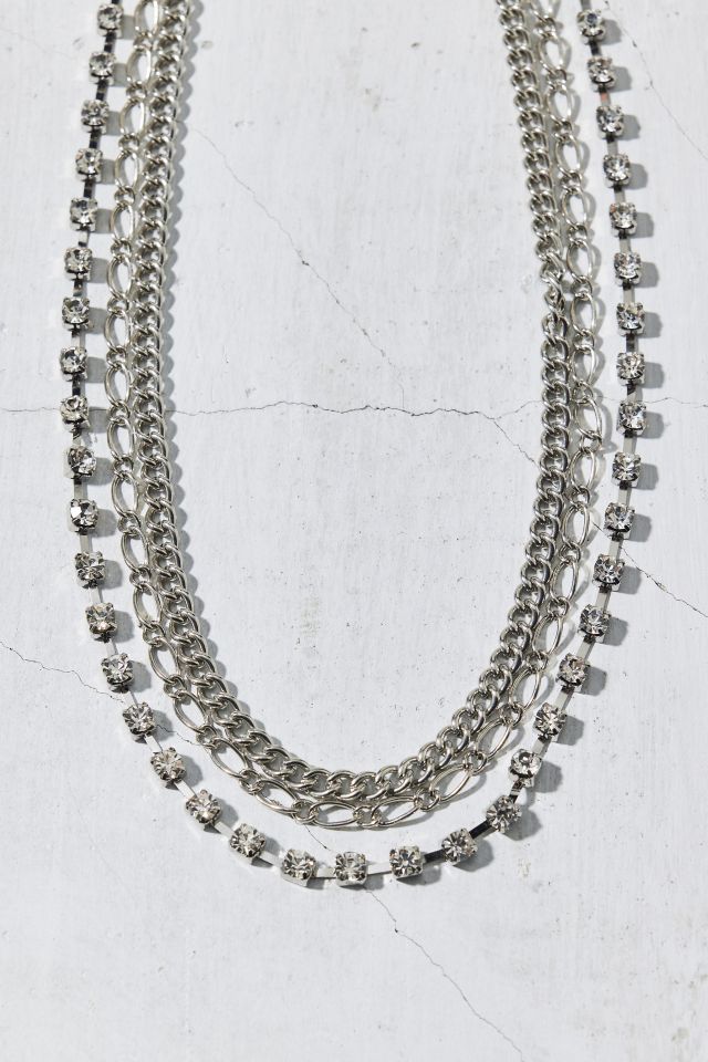 Rhinestone Stainless Steel Layered Necklace #1