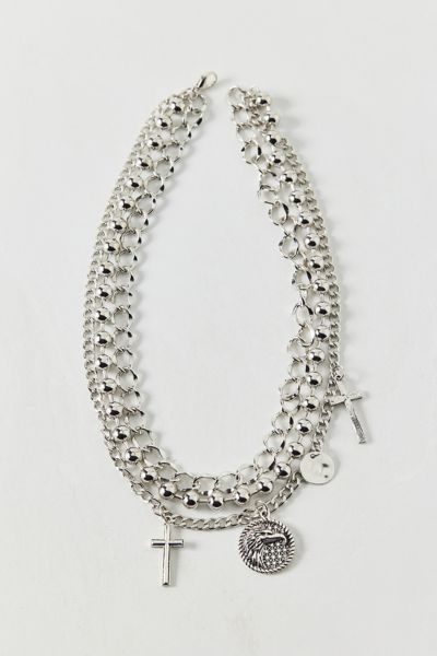 Urban Outfitters Memphis Ball Bead Layered Necklace In Silver, Men's At  In Silver
