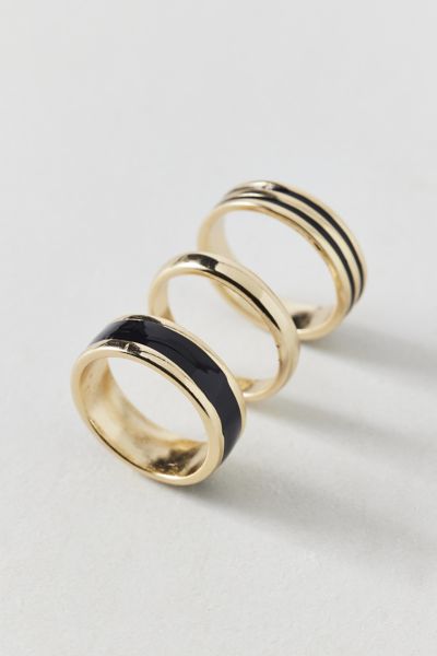 Urban Outfitters Cigar Band Stainless Steel Ring Set In Gold, Men's At  In Gold