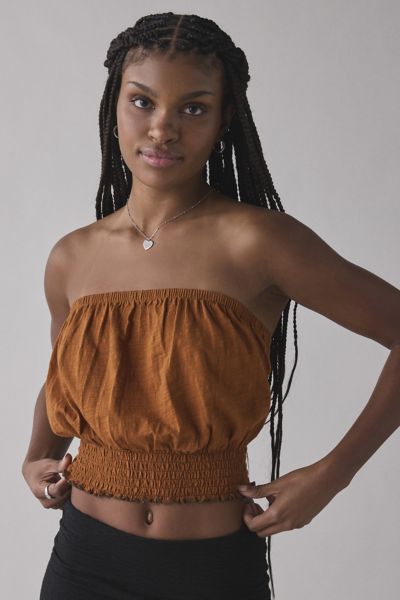 UO Maris Ruched Bubble Tube Top Product Page