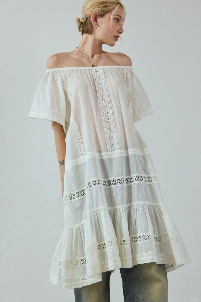 UO Lorelai Sheer Lace Off-The-Shoulder Midi Dress #1
