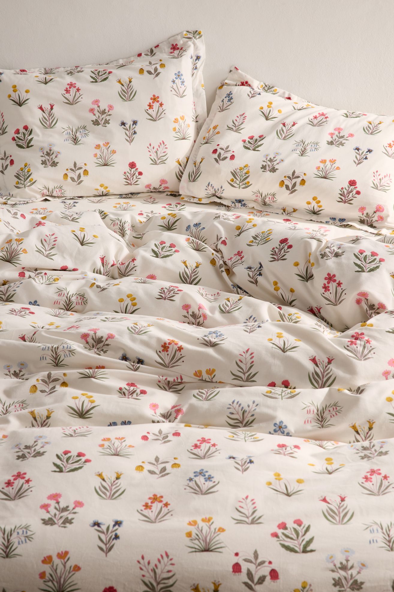 Petite Fleur Brushed Cotton Duvet Cover Set - White, KING