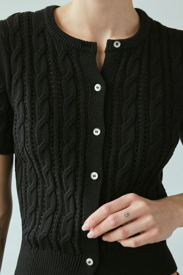 Kimchi Blue Vivian Cable Knit Short Sleeve Cardigan #1