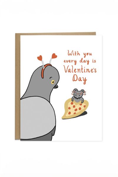 Tiffbits Heart Pizza Rat Valentine's Day Card