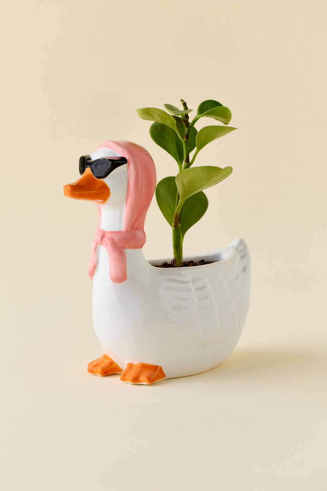 Goose Sculptural Ceramic Planter - White, ONE SIZE