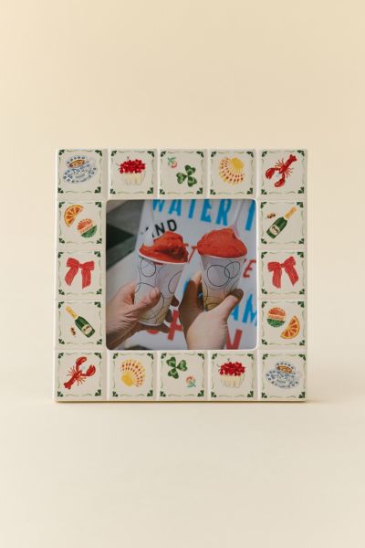 Urban Outfitters Hamptons Tile Ceramic 5" X 5" Picture Frame In Hamptons At  In Multi