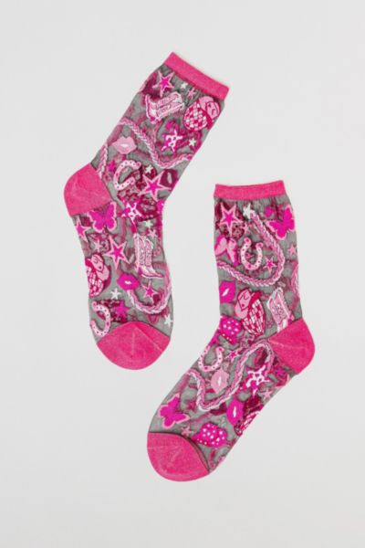Sock Candy Disco Barbie Black Sheer Sock