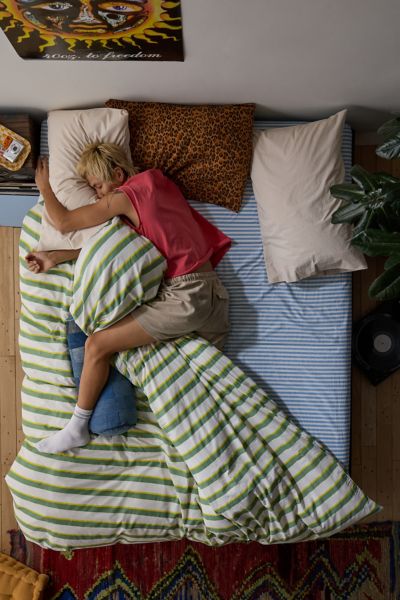 Off-Set Stripe Brushed Cotton Duvet Cover Set