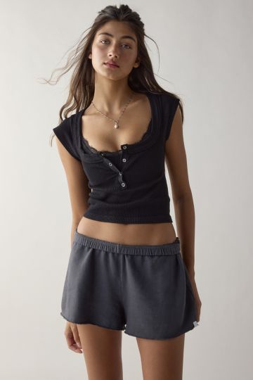 Out From Under River Ruffle Lace Trim Slip Dress