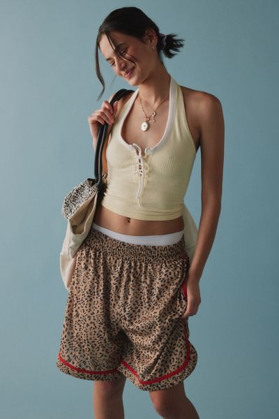Out From Under Stassi Seamless Knit Lace-up Halter Top In Light Yellow, Women's At Urban Outfitters In Light Yellow