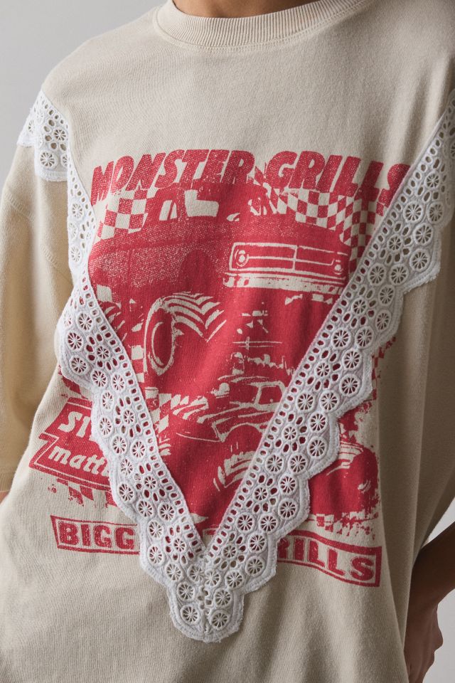 UO Shirley Lace-Trim Oversized Graphic Tee #2